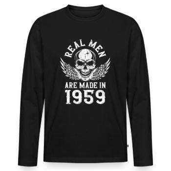 Anniversaire 1959 De vrais hommes sont nés en 1959 - T-shirt manches longues Premium bio Homme - noir - Devant - Nico (187cm)