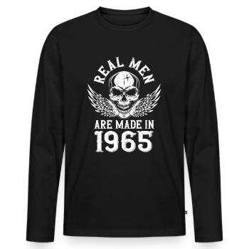 Geburtstag 1965 Echte Männer sind 1965 geboren - Männer Premium Bio Langarmshirt - Schwarz - Vorne - Nico (187cm)