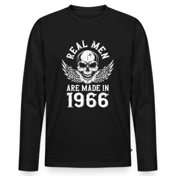 Birthday 1966 Real men were born in 1966 - Men's Premium Organic Long Sleeve Shirt - black - Front - Nico (187cm)
