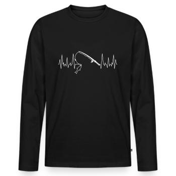 Heartbeat Angler Angel Fish - Men's Premium Organic Long Sleeve Shirt - black - Front - Nico (187cm)