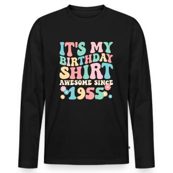 Birthday birthday shirt especially since 1955 - Men's Premium Organic Long Sleeve Shirt - black - Front - Nico (187cm)