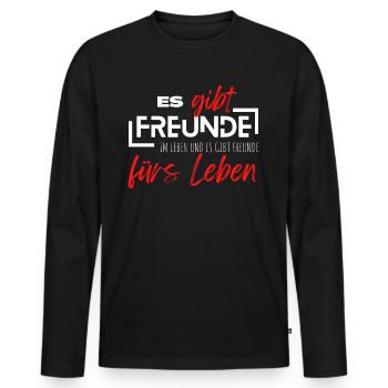 Beste Freunde FREUND Kumpel Kumpels - Männer Premium Bio Langarmshirt - Schwarz - Vorne - Nico (187cm)