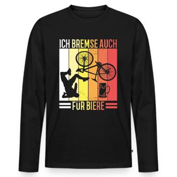 Lustige Fahrrad Sprüche Ich Bremse Für Bier Retro - Männer Premium Bio Langarmshirt - Schwarz - Vorne - Nico (187cm)