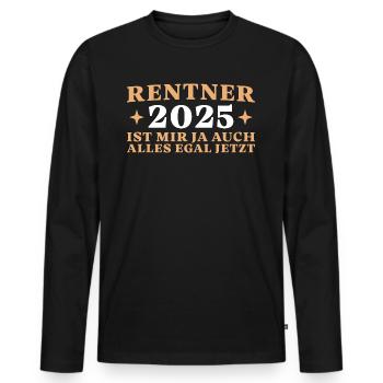 Rentner 2025 Angehender Ruhestand - Männer Premium Bio Langarmshirt - Schwarz - Vorne - Nico (187cm)
