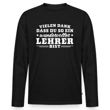 Klassenlehrer Bester Lehrer Dankeschön - Männer Premium Bio Langarmshirt - Schwarz - Vorne - Nico (187cm)