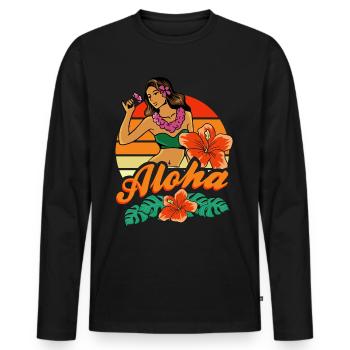 Hula Mädchen Aloha - Männer Premium Bio Langarmshirt - Schwarz - Vorne - Nico (187cm)