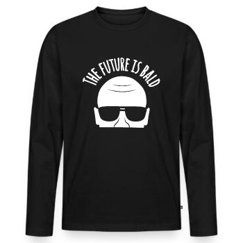 Die Zukunft ist kahl: Lustiges kahles Haar Zitat - Männer Premium Bio Langarmshirt - Schwarz - Vorne - Nico (187cm)