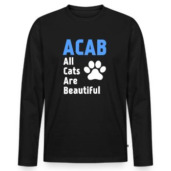 ACAB : Alle Katzen sind schön - Männer Premium Bio Langarmshirt - Schwarz - Vorne - Nico (187cm)