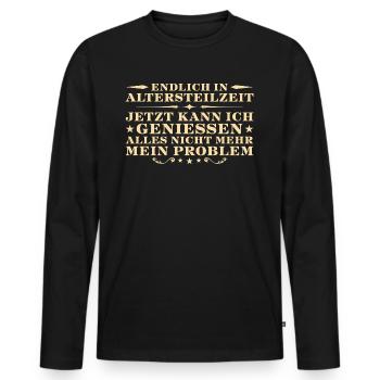 Frührente Endlich in Altersteilzeit - Männer Premium Bio Langarmshirt - Schwarz - Vorne - Nico (187cm)
