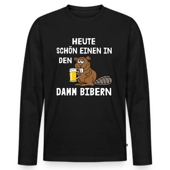 Schön einen in den Damm bibern - Männer Premium Bio Langarmshirt - Schwarz - Vorne - Nico (187cm)
