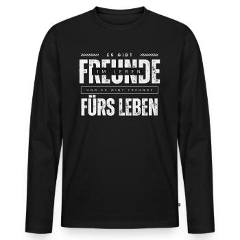Beste Freunde FREUND Kumpel Kumpels - Männer Premium Bio Langarmshirt - Schwarz - Vorne - Nico (187cm)
