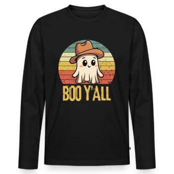 Halloween Ghost Cowboy - Men's Premium Organic Long Sleeve Shirt - black - Front - Nico (187cm)
