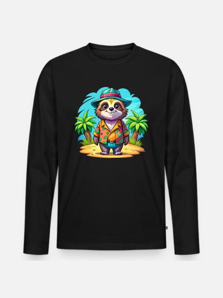 Cute holiday sloth - Men's Premium Organic Long Sleeve Shirt - black