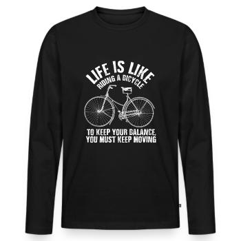 bicycle - Men's Premium Organic Long Sleeve Shirt - black - Front - Nico (187cm)
