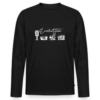 Camera Evolution - Photographer Photography Gift - Men's Premium Organic Long Sleeve Shirt - black - Front - Nico (187cm)