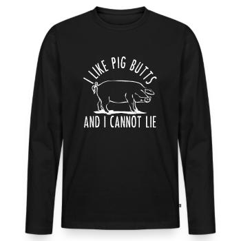 Bacon - viande de cochon cuisson cook cadeau - T-shirt manches longues Premium bio Homme - noir - Devant - Nico (187cm)
