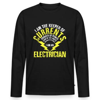 Electrician - funny gift - Men's Premium Organic Long Sleeve Shirt - black - Front - Nico (187cm)