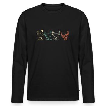 Poulet - cadeau de fermier Poulet volaille Vintage - T-shirt manches longues Premium bio Homme - noir - Devant - Nico (187cm)