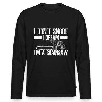 Lumberjack - Chainsaw Snore Funny Gift - Men's Premium Organic Long Sleeve Shirt - black - Front - Nico (187cm)