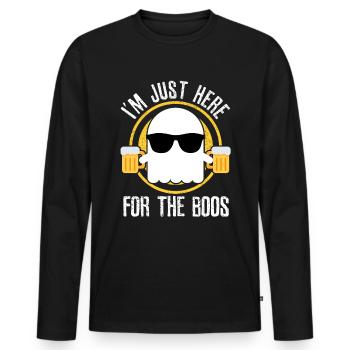 Halloween - Je suis juste pour boire ici - T-shirt manches longues Premium bio Homme - noir - Devant - Nico (187cm)