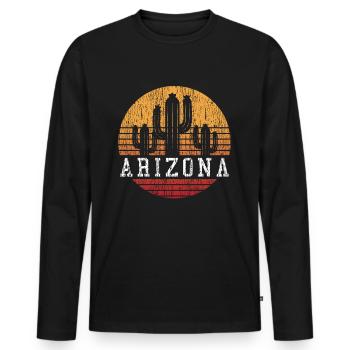 Arizona - Vintage Retro Cactus USA - Men's Premium Organic Long Sleeve Shirt - black - Front - Nico (187cm)