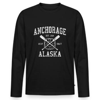 Anchorage Alaska - T-shirt manches longues Premium bio Homme - noir - Devant - Nico (187cm)