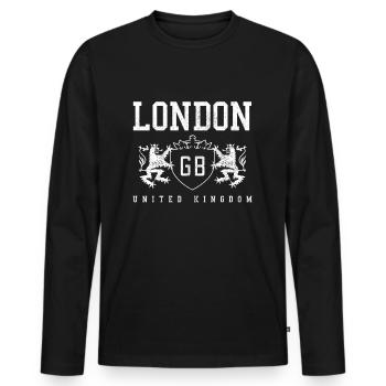 Londres - T-shirt manches longues Premium bio Homme - noir - Devant - Nico (187cm)