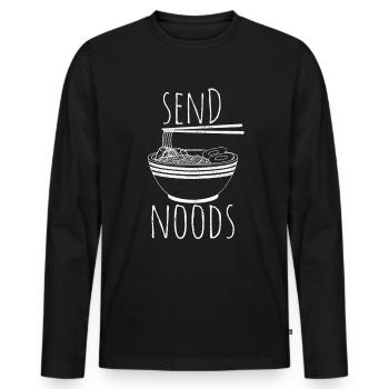 Send Noods - Pasta Funny Gift - Men's Premium Organic Long Sleeve Shirt - black - Front - Nico (187cm)