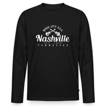 Nashville Tennessee - Country Music - Men's Premium Organic Long Sleeve Shirt - black - Front - Nico (187cm)
