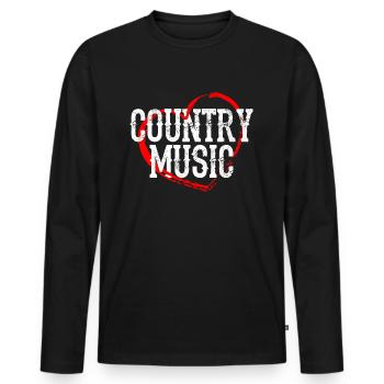 Musique country - T-shirt manches longues Premium bio Homme - noir - Devant - Nico (187cm)