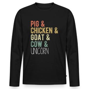 Lustige Vieh - Retro Tierliebhaber-Geschenk - Männer Premium Bio Langarmshirt - Schwarz - Vorne - Nico (187cm)