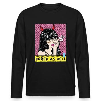 POP-ART Bored As Hell ARTWORK, Devil Frau 80s - Men's Premium Organic Long Sleeve Shirt - black - Front - Nico (187cm)