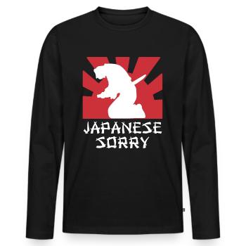 Japan Funny Samurai Saying Japanese Sorry - Men's Premium Organic Long Sleeve Shirt - black - Front - Nico (187cm)