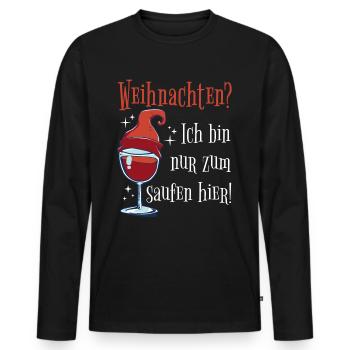 Wein Weinglas Weihnachten Wichtel Mütze Geschenk - Männer Premium Bio Langarmshirt - Schwarz - Vorne - Nico (187cm)