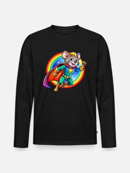 Superhero Mouse - Men's Premium Organic Long Sleeve Shirt - black