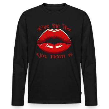Lèvres audacieuses et séduisantes - T-shirt manches longues Premium bio Homme - noir - Devant - Nico (187cm)