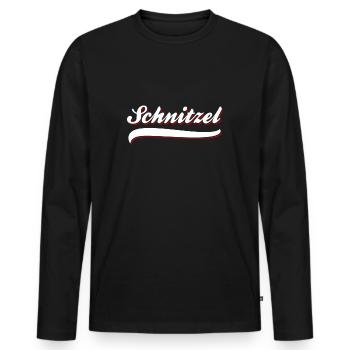 Schnitzel - Männer Premium Bio Langarmshirt - Schwarz - Vorne - Nico (187cm)