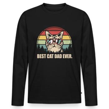 Best Cat Dad Ever Katzen Papa Lustig Geschenk - Männer Premium Bio Langarmshirt - Schwarz - Vorne - Nico (187cm)