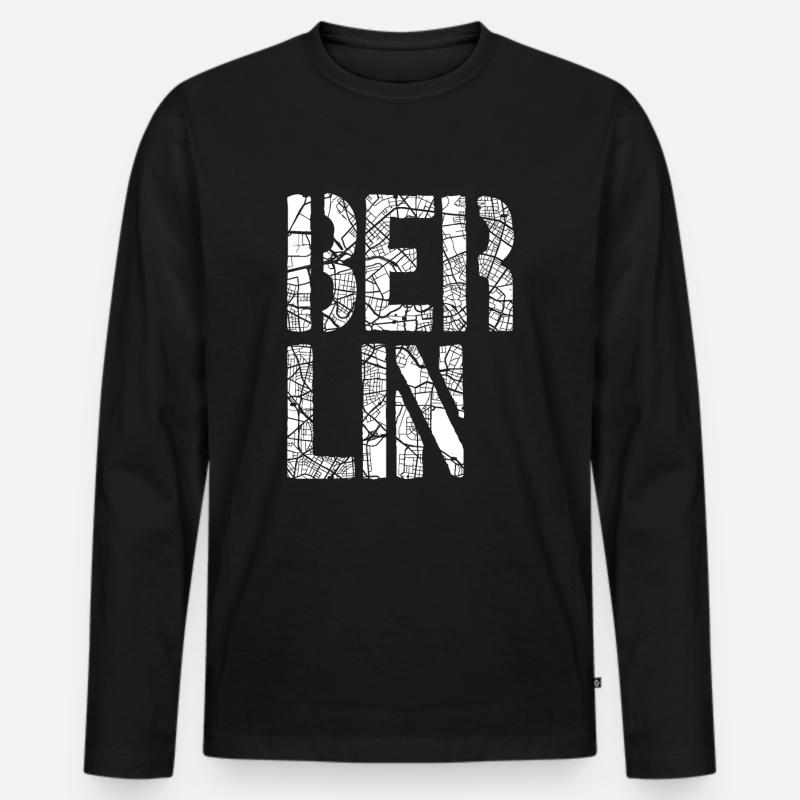 Berlin - Männer Premium Bio Langarmshirt - Schwarz