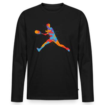 Tennis Spieler Bunt Kinder Tennisspieler Jungen - Männer Premium Bio Langarmshirt - Schwarz - Vorne - Nico (187cm)