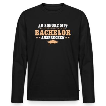 Mit Bachelor ansprechen Bestandene Bachelorprüfung - Männer Premium Bio Langarmshirt - Schwarz - Vorne - Nico (187cm)