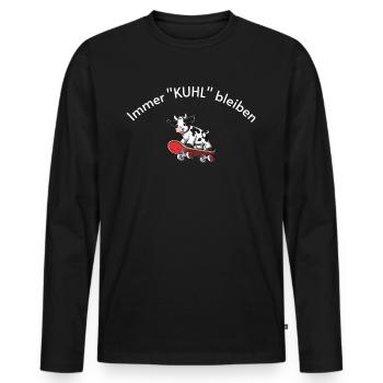 Immer Kuhl bleiben - Männer Premium Bio Langarmshirt - Schwarz - Vorne - Nico (187cm)