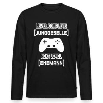 Gamer Junggeselle JGA - Männer Premium Bio Langarmshirt - Schwarz - Vorne - Nico (187cm)