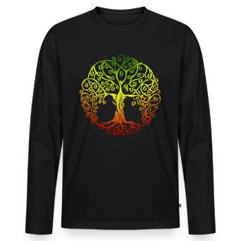 Africa Roots Black History Month Tree - Men's Premium Organic Long Sleeve Shirt - black - Front - Nico (187cm)