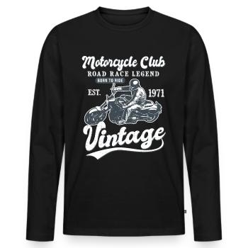 Motorcycle born in 1971 birthday Biker 51 years - Men's Premium Organic Long Sleeve Shirt - black - Front - Nico (187cm)