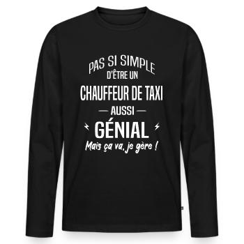 Chauffeur de taxi - T-shirt manches longues Premium bio Homme - noir - Devant - Nico (187cm)