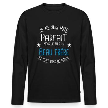 Beau frère - T-shirt manches longues Premium bio Homme - noir - Devant - Nico (187cm)