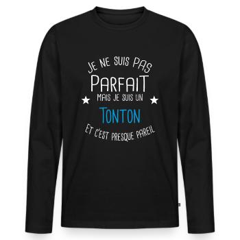 Tonton - T-shirt manches longues Premium bio Homme - noir - Devant - Nico (187cm)