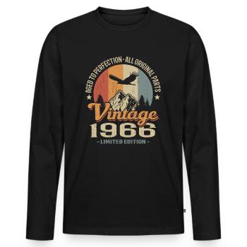 Vintage 1966 - Men's Premium Organic Long Sleeve Shirt - black - Front - Nico (187cm)