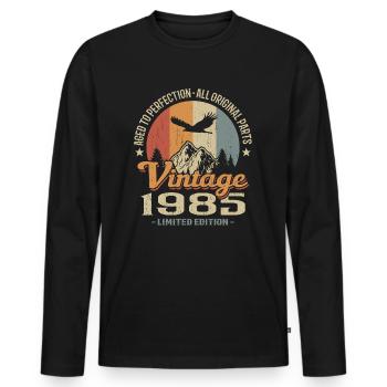 Vintage retro 1985 - T-shirt manches longues Premium bio Homme - noir - Devant - Nico (187cm)
